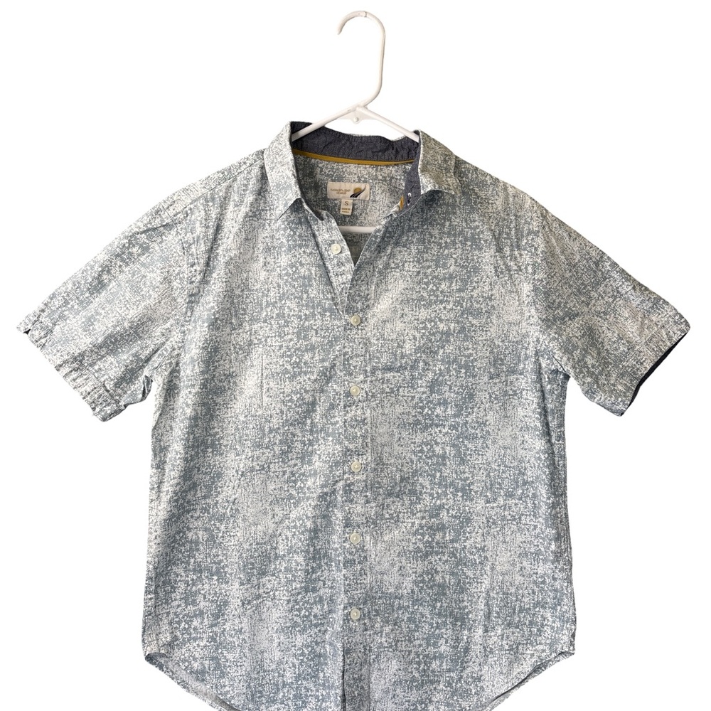 Fundamental Coast Gray Patterned Men's Short Sleeve  Button Down Shirt Small